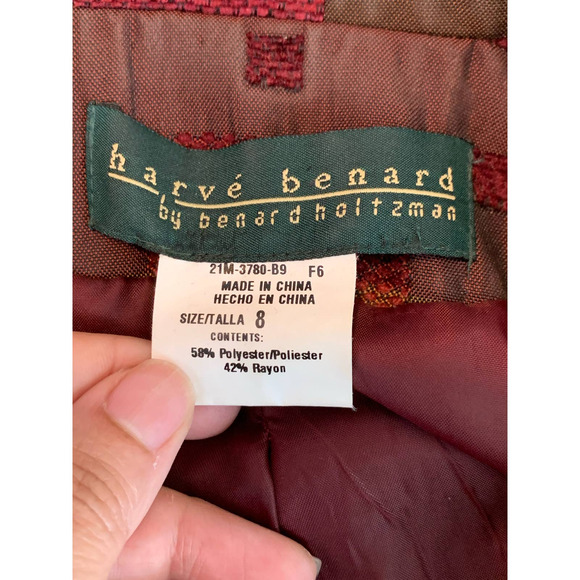 Harve Benard patchwork 2 buttons lined blazer size 8 - Picture 3 of 7